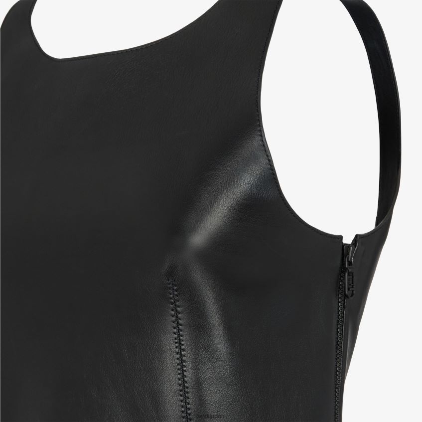 jp Fendi 女性 革のドレス 黒 20L42T943 衣服