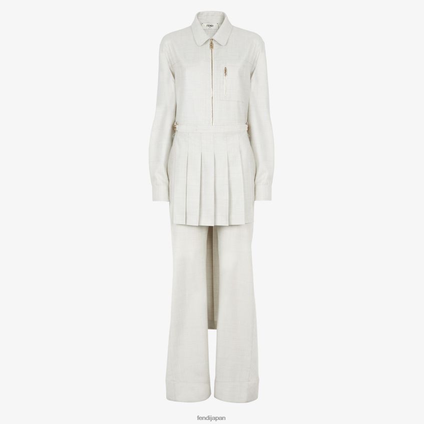 jp Fendi 女性 ウールジャンプスーツ 白 20L42T981 衣服