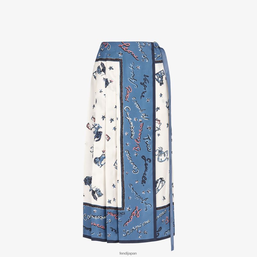 jp Fendi 女性 シルクスカート 青 20L42T983 衣服