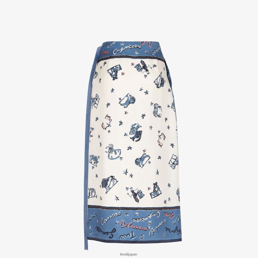 jp Fendi 女性 シルクスカート 青 20L42T983 衣服
