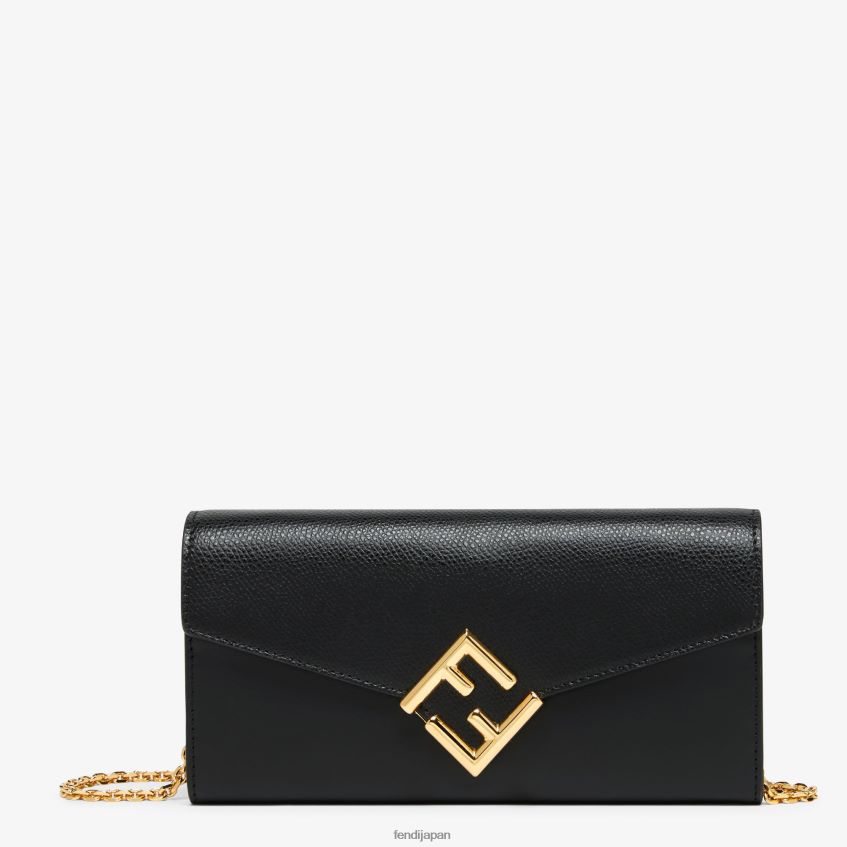 jp Fendi 女性 FF ダイヤモンド コンチネンタル チェーン付きレザーウォレット 黒 20L42T1464 アクセサリー