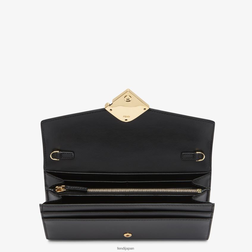 jp Fendi 女性 FF ダイヤモンド コンチネンタル チェーン付きレザーウォレット 黒 20L42T1464 アクセサリー