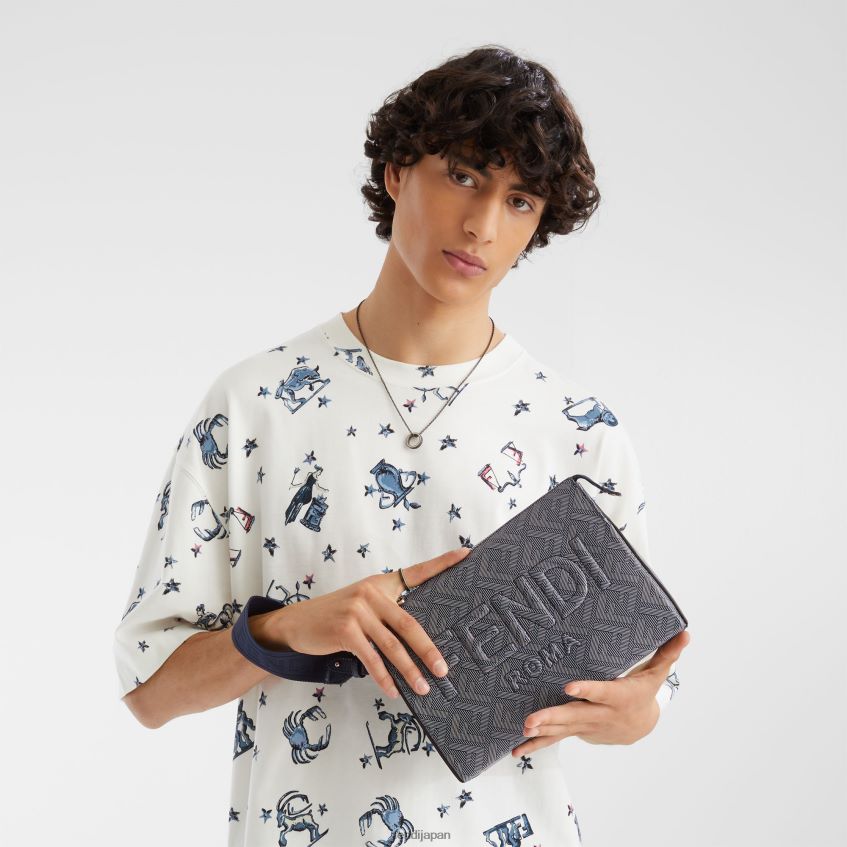 jp Fendi 男性 ストライプFFプリント付きレザークラッチバッグ 多色 20L42T1792 アクセサリー