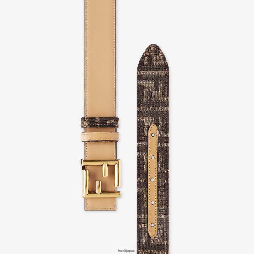 jp Fendi 女性 レザーとFF生地のリバーシブルベルト ベージュ 20L42T235 アクセサリー