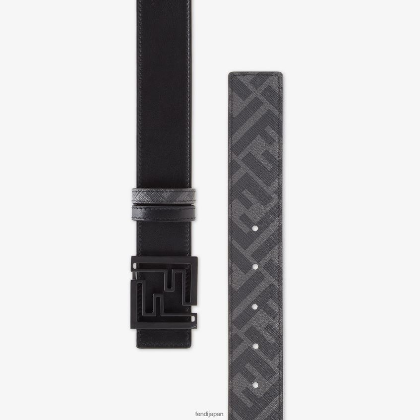 jp Fendi 男性 スクエアFFレザーリバーシブルベルト 黒 20L42T2377 アクセサリー