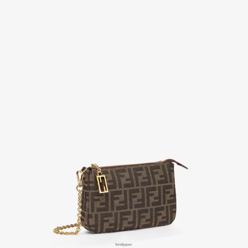 jp Fendi 女性 チェーン付きジャカード FF ファブリック クラッチ 茶色 20L42T537 アクセサリー