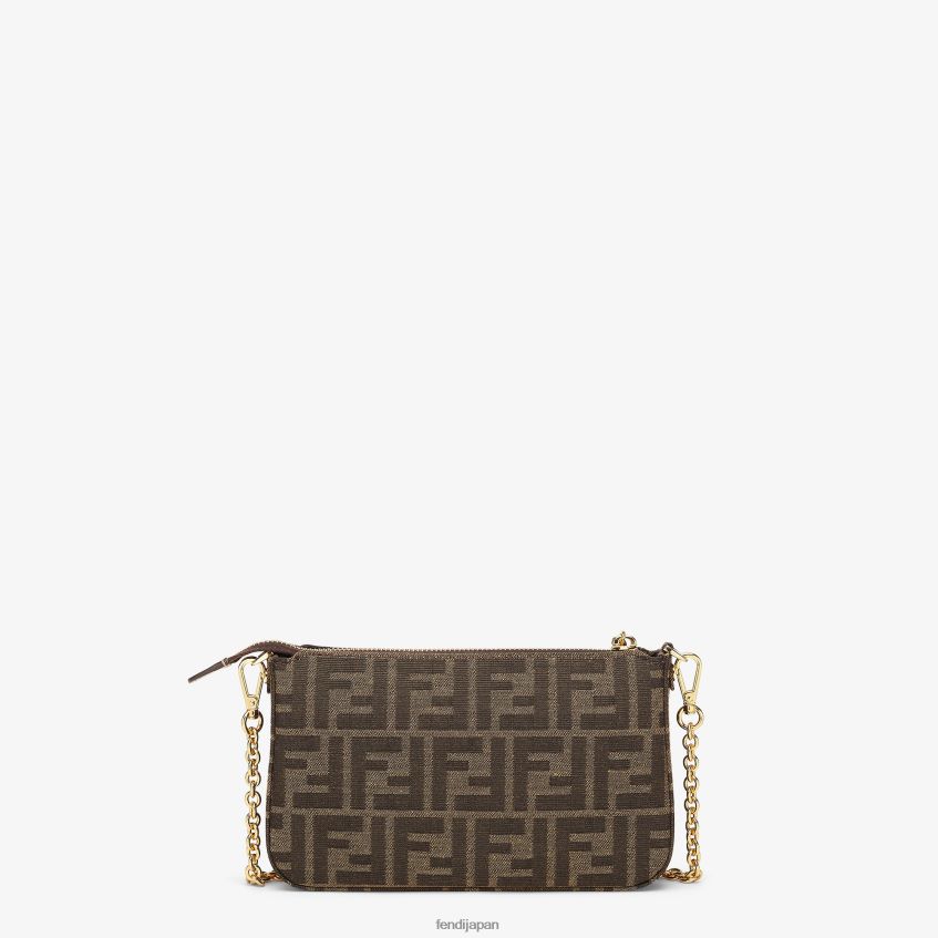 jp Fendi 女性 チェーン付きジャカード FF ファブリック クラッチ 茶色 20L42T537 アクセサリー