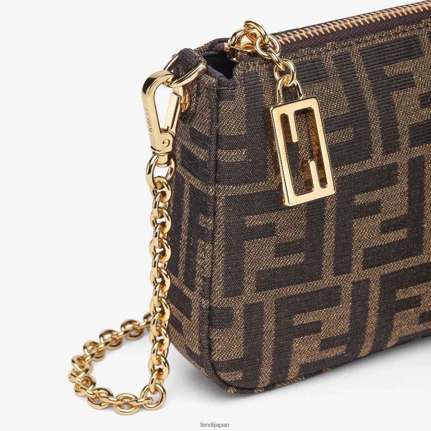 jp Fendi 女性 チェーン付きジャカード FF ファブリック クラッチ 茶色 20L42T537 アクセサリー