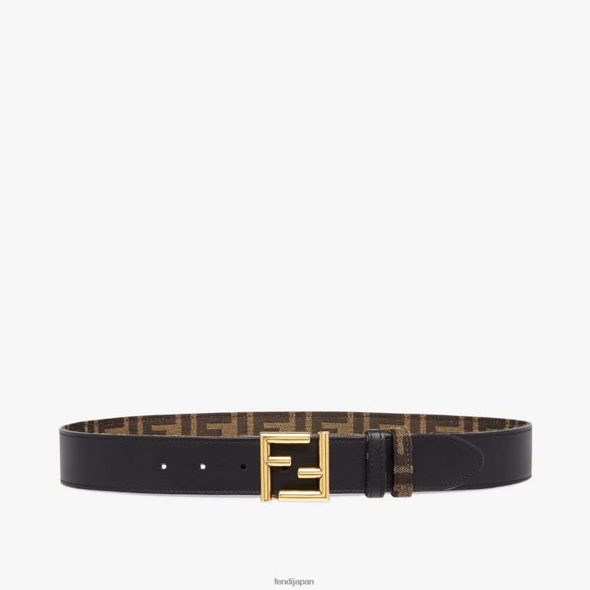 jp Fendi 女性 レザーとFF生地のリバーシブルベルト 黒 20L42T59 アクセサリー