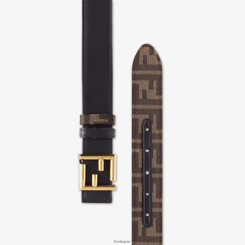 jp Fendi 女性 レザーとFF生地のリバーシブルベルト 黒 20L42T59 アクセサリー