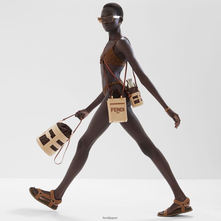 jp Fendi 女性 天然ストローとFF生地のバッグ ベージュ 20L42T604 アクセサリー