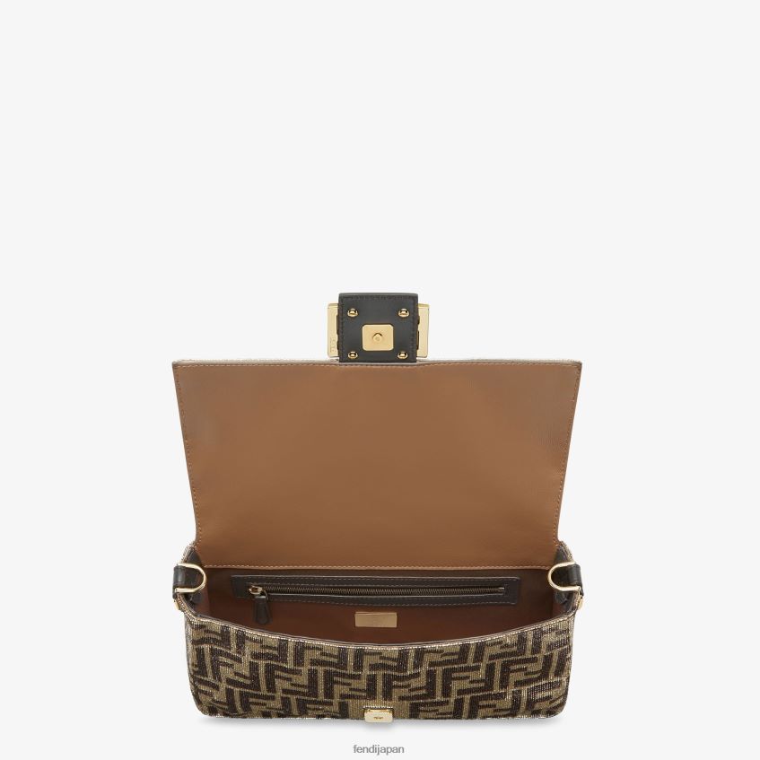 jp Fendi 女性 ツートンカラーのFFモチーフ付きビーズバッグ 茶色 20L42T617 アクセサリー