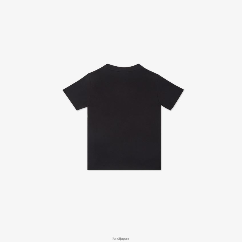 jp Fendi 子供たち レタリング入りジャージTシャツ 黒 20L42T2883 衣服