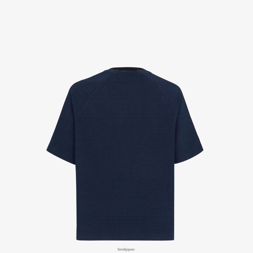 jp Fendi 男性 ジャージーTシャツ 青 20L42T2077 衣服